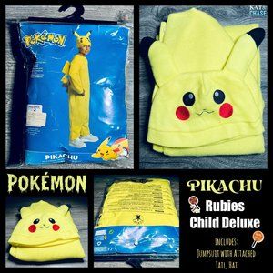 Deluxe Pikachu Costume Child Large 12-14 Yellow Hat Ears Pokemon Rubies Rubys